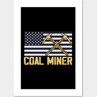 Coal Miner Flag American Patriotic Distressed Posters and Art